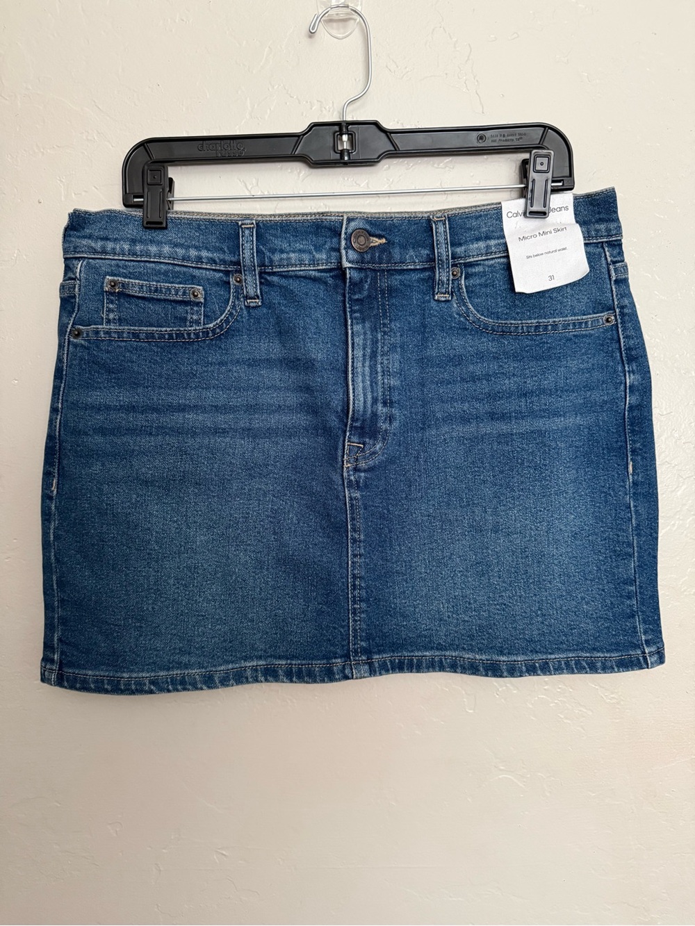 Calvin Klein Medium Blue Denim Jean Mini 5 Pocket Skirt